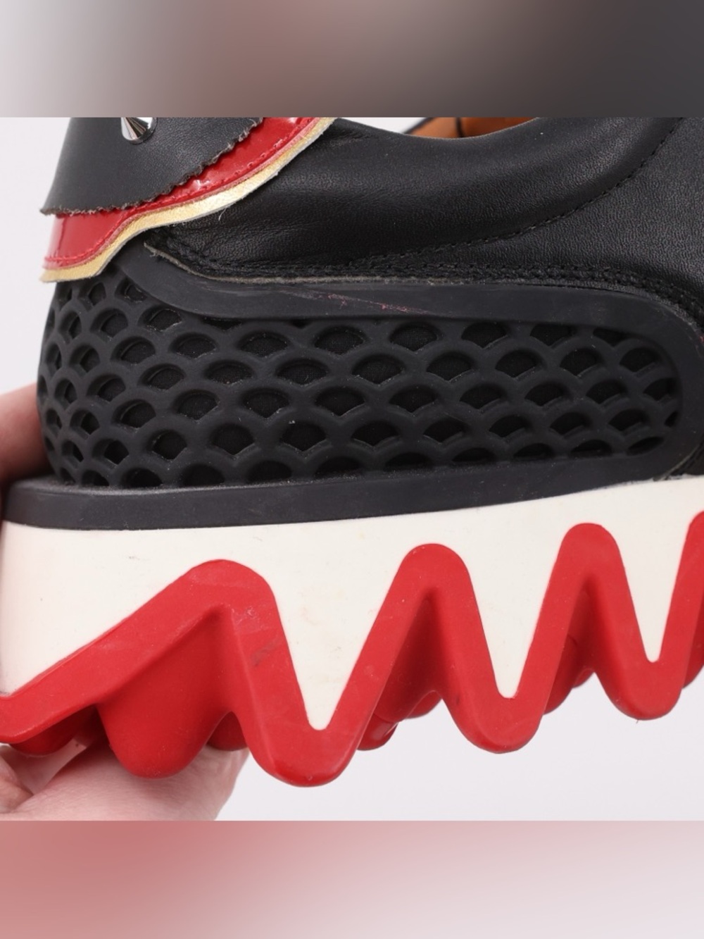 Christian Louboutin Loubishark Sneakers Black, White & Red Men's Zigzag Sole 12 - Picture 14 of 16